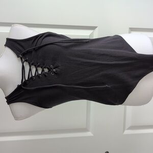 AE Navy Lace-Up Women's Top